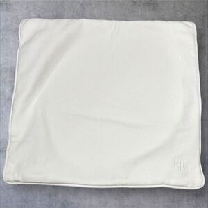 Lauren Ralph Lauren LRL Monogram Throw Pillow Cover‎ Ecru Square Heavy Cotton